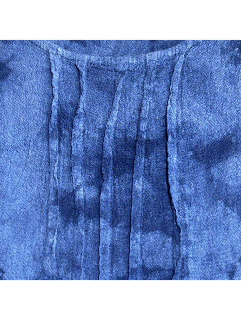 Manta del Lago Blue Tie Dye Cotton Midi Sleeveless Dress 3X Boho Lagenlook NWT - Picture 2 of 5
